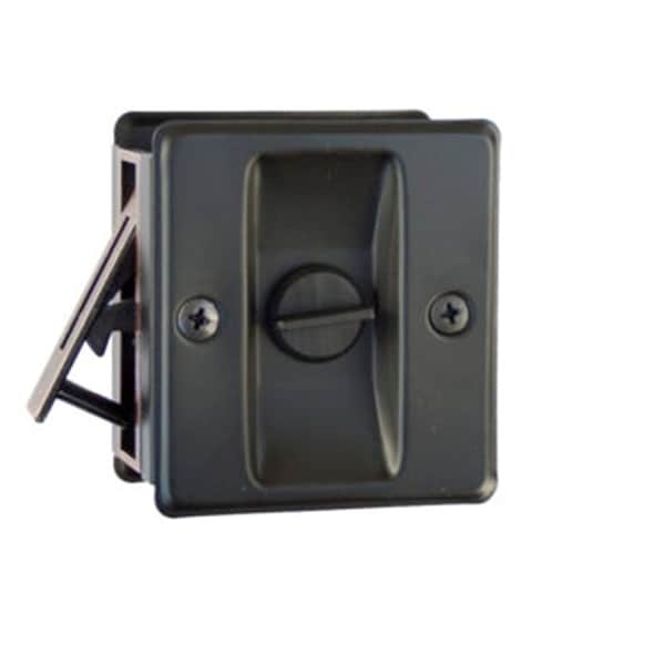 Orca Hardware Privacy Pocket Door Lock, BL Black Finish - TH-SQPK-V-BL
