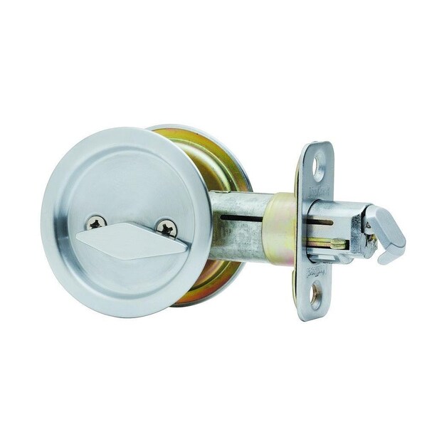 Kwikset Round Privacy Pocket Door Lock Satin Chrome Finish - 335-26D