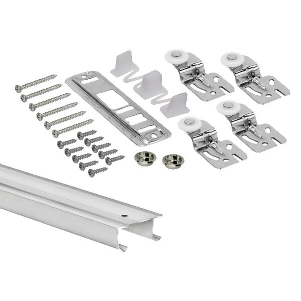 Renin Door Hardware and Track Set, 72 in L Track, Aluminum - BP210K-07200-AL