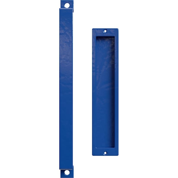 Ekena Millwork 16" Pull Handle & 12" Flush Pull for 1 3/4" Doors, Blue Ribbon - GB6001PP41612BR