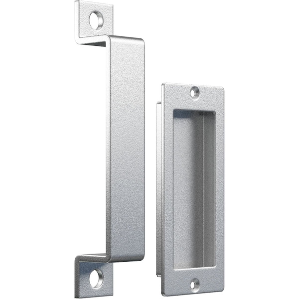 Ekena Millwork 7" Pull Handle & 6" Flush Pull for 2 1/4" Doors, Silver Metallic - GB6001PP5076SM