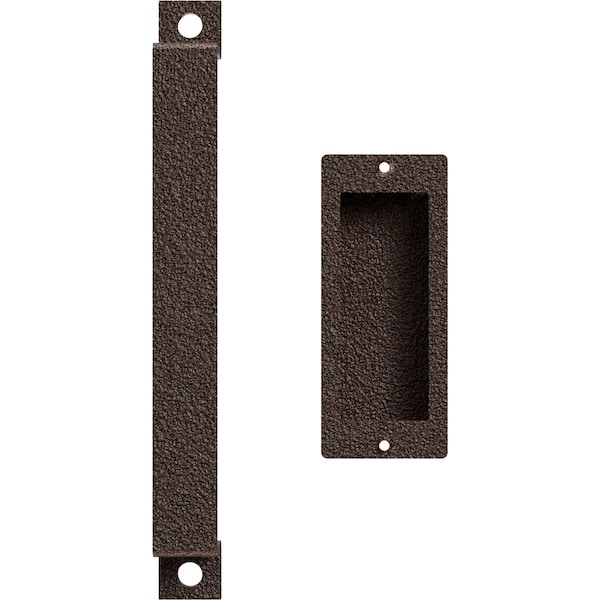 Ekena Millwork 11" Pull Handle & 6" Flush Pull for 1 3/4" Doors, Copper Vein - GB6001PP4116CV
