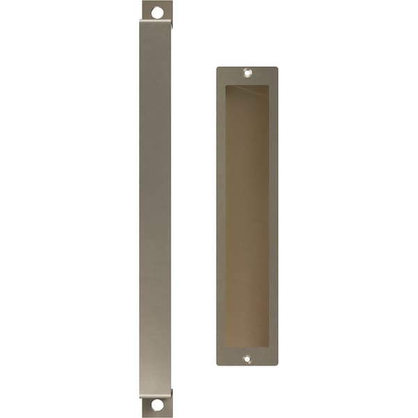 Ekena Millwork 16" Pull Handle & 12" Flush Pull for 1 3/8" Doors, White Bronze - GB6001PP31612WZ