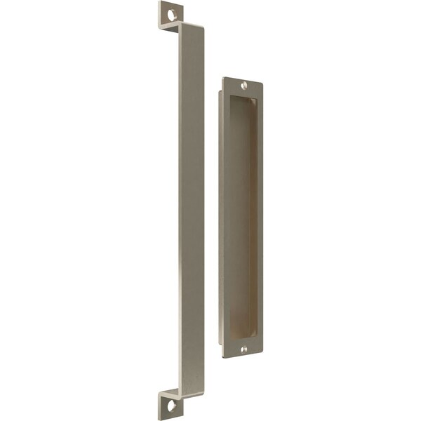 Ekena Millwork 16" Pull Handle & 12" Flush Pull for 1 3/8" Doors, White Bronze - GB6001PP31612WZ
