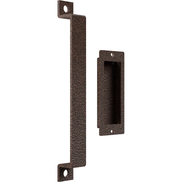 Ekena Millwork 11" Pull Handle & 6" Flush Pull for 1 3/8" Doors, Copper Vein - GB6001PP3116CV