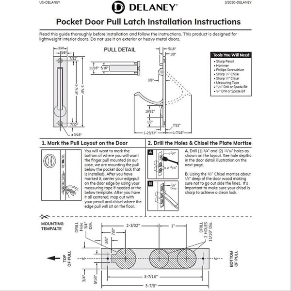 Delaney Hardware Contemporary Square Polished Chrome Bed, Bath Privacy Sliding Pocket Door Lock - 370106