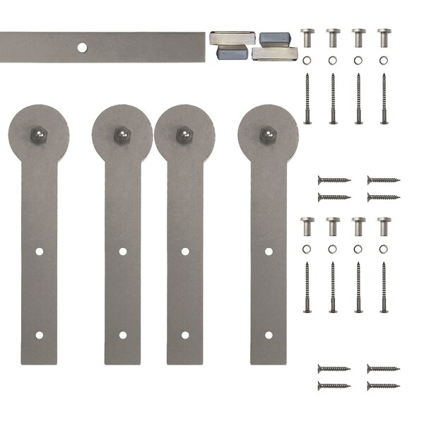 Quiet Glide Soft Close 60" Satin Nickel Round St Mini Double Barn Door Hardware - NT.1310.09.SN-60-2-SC