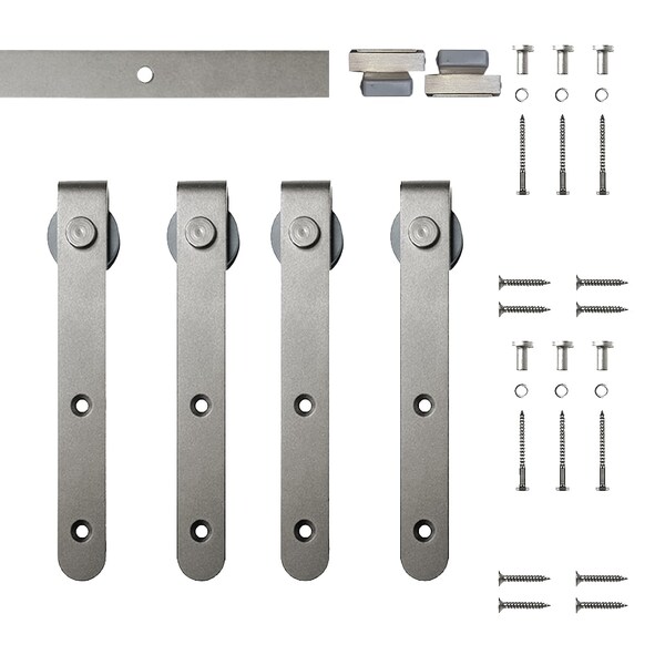 Quiet Glide Soft Close 48" Satin Nickel Hook Mini Double Barn Door Hardware - NT.1310.01.SN-48-2-SC