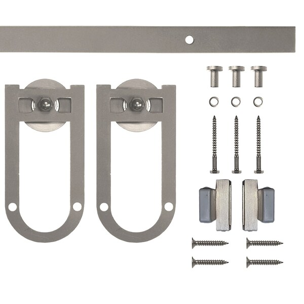 Quiet Glide Soft Close 48" Satin Nickel Horseshoe Mini Single Barn Door Hardware - NT.1310.08.SN-48-SC