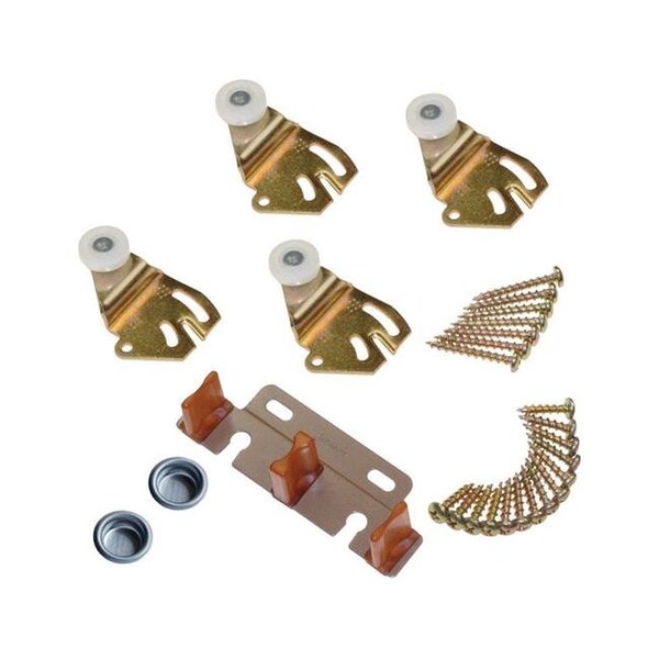 Johnson Hardware Johnson Hardware 5001299 Brass-Plated Brown & White Metal By-Pass Part Set - 5001299