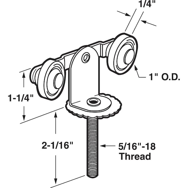 Prime-Line Prime-Line 1 in. D X 1/4 in. L Nylon/Steel Roller Assembly 1 pk - 16466