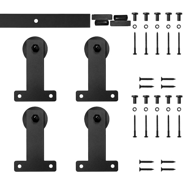 Quiet Glide Soft Close 72" Black Front Mount Mini Double Barn Door Hardware - NT.1310.04.08-72-2-SC