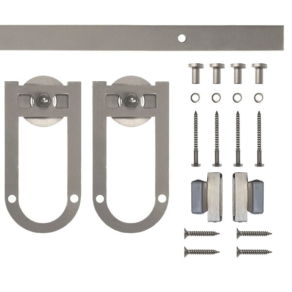 Quiet Glide Soft Close 60" Satin Nickel Horseshoe Mini Single Barn Door Hardware - NT.1310.08.SN-60-SC