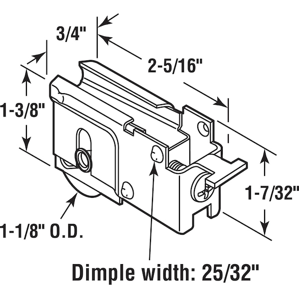 Prime-Line Single 1-1/8 in. Steel Ball Bearing Roller, K-Tab Style, Adjustable (Single Pack) - D 1788