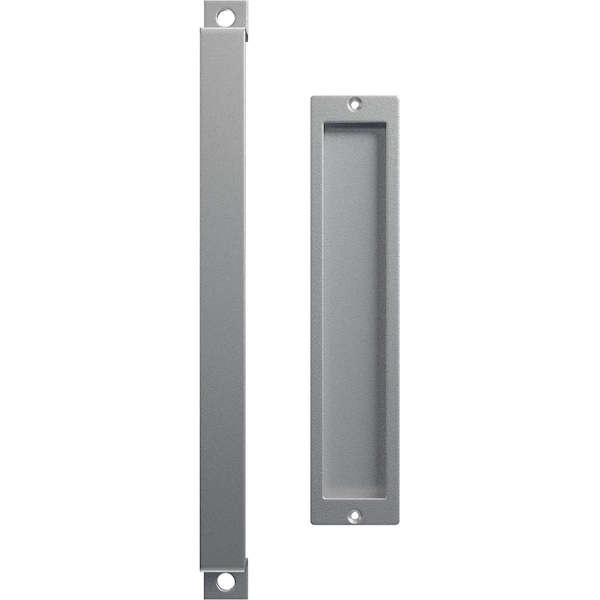 Ekena Millwork 16" Pull Handle & 12" Flush Pull for 1 3/8" Doors, Silver Metallic - GB6001PP31612SM
