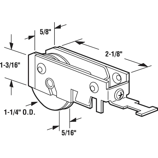 Prime-Line 1-1/4 in. Sliding Door Ball Bearing Roller Assembly Single Pack - D 1518
