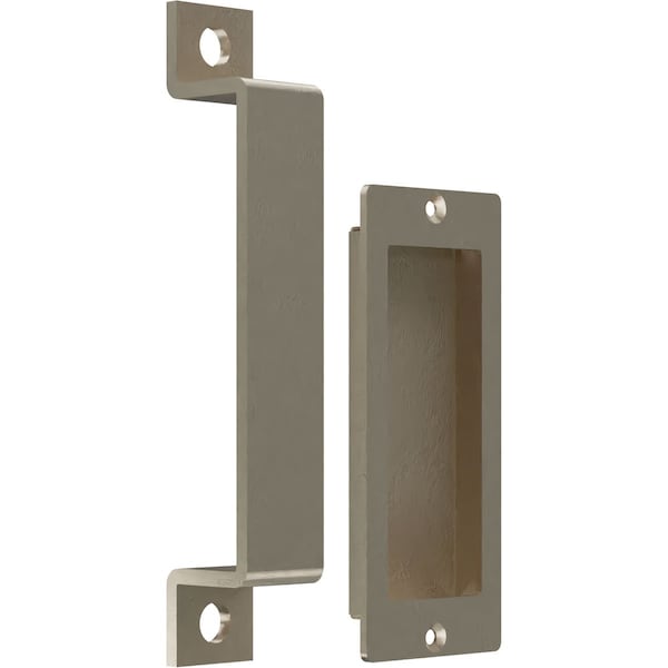 Ekena Millwork 7" Pull Handle & 6" Flush Pull for 2 1/4" Doors, White Bronze - GB6001PP5076WZ