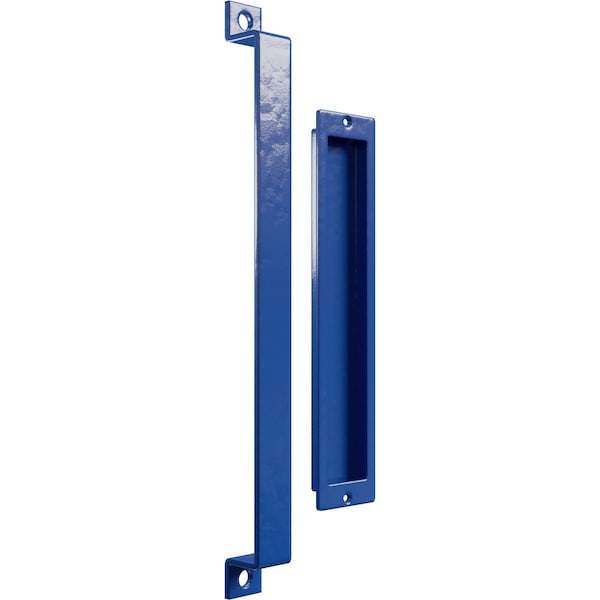 Ekena Millwork 16" Pull Handle & 12" Flush Pull for 1 3/8" Doors, Blue Ribbon - GB6001PP31612BR