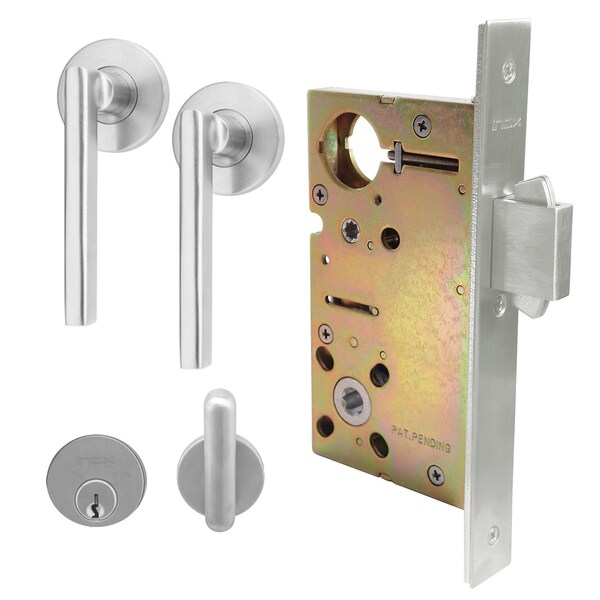 Inox 9550 Sliding Door Entry 243 Sunrise 2-1/2" Backset 32D LH - XGT243-PD9550A-32D-LH
