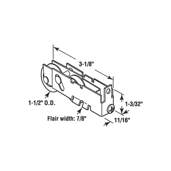 Prime-Line 1-1/2 in. Steel Ball Bearing Tandem Roller Assembly, for Fleetwood (Single Pack) - D 1844