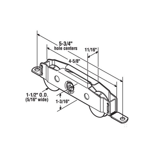 Prime-Line Steel Sliding Door Roller Tandem Assembly, 1-1/2 In. Depth x 5/16 In. Width, Steel, Yellow Zinc - D 1876