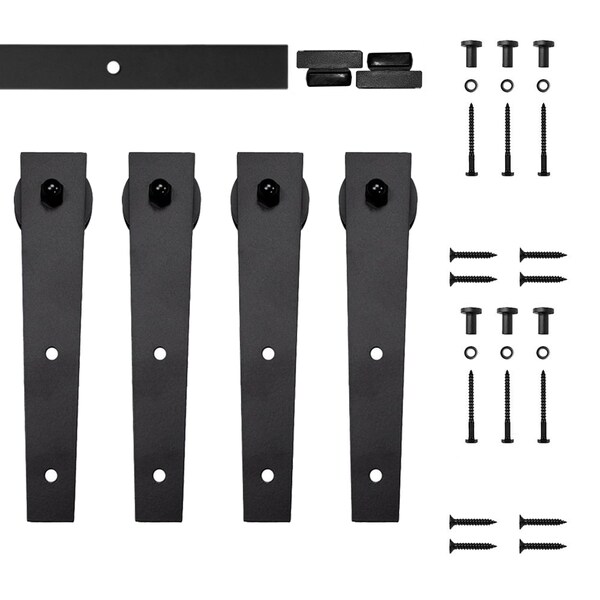 Quiet Glide Soft Close 48" Black Wedge Mini Double Barn Door Hardware - NT.1310.02.08-48-2-SC
