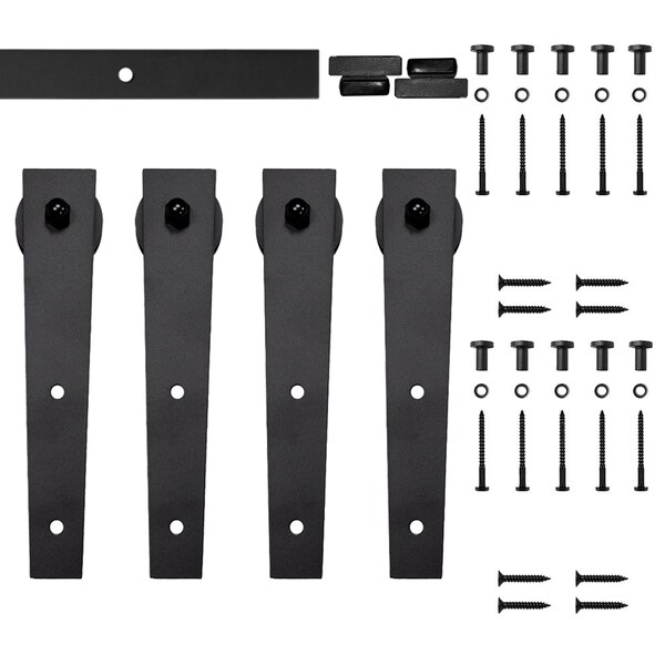 Quiet Glide Soft Close 72" Black Wedge Mini Double Barn Door Hardware - NT.1310.02.08-72-2-SC