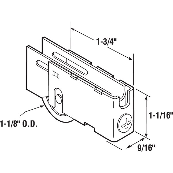 Prime-Line Single 1-1/8 in. Steel Ball Bearing Roller, U-Back Style, Adjustable Single Pack - D 1829