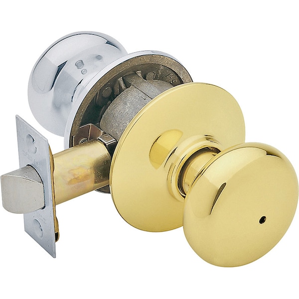 Schlage Schlage Plymouth Modern Bright Brass/Bright Chrome Privacy Lock Right or Left Handed - F40NPLY605X625
