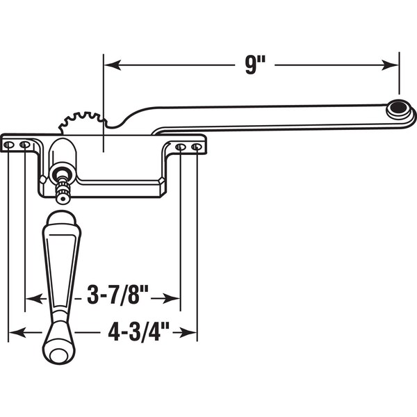 Prime-Line Prime-Line Silver Aluminum Left Single-Arm Casement Window Operator For Steel Framed Windows - 17390-RA