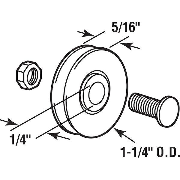 Prime-Line Prime-Line 1-1/4 in. D X 5/16 in. L Steel Roller Assembly 2 pk - 1326
