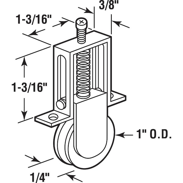 Prime-Line Prime-Line 1 in. D X 1/4 in. L Aluminum/Nylon Roller Assembly 2 pk - 11434