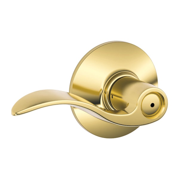 Schlage Schlage Accent Bright Brass Privacy Lockset 1-3/4 in. - F40VACC605