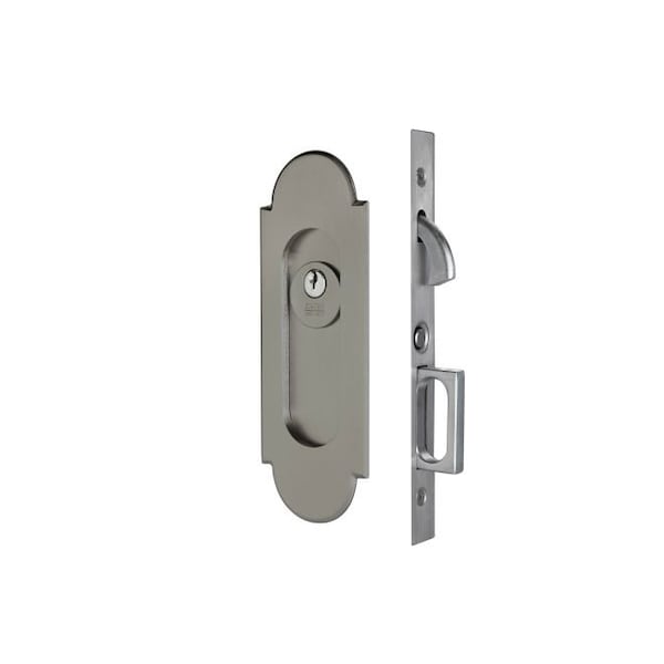 Emtek #8 Keyed Pocket Door Mortise Lock for 1-3/8" Door Pewter Finish - 2043US15A138