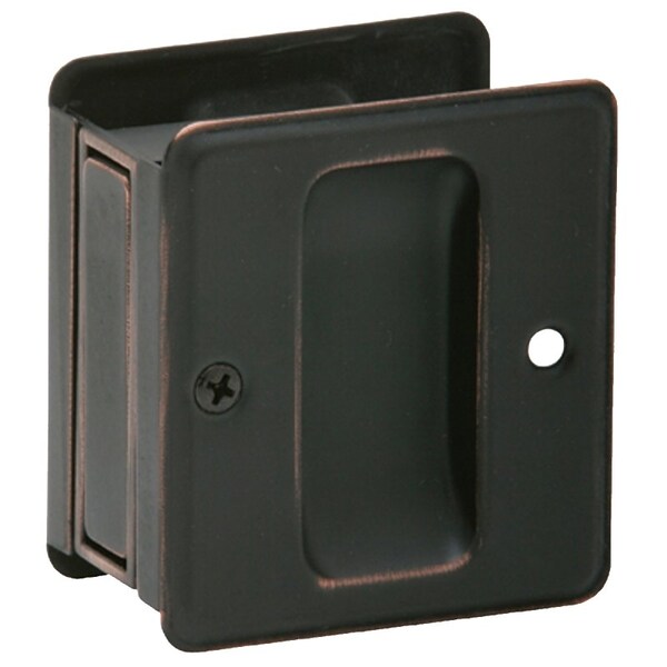 Schlage Pocket Door Pull, 212 in W, 234 in H, Brass, Aged Bronze - SCP990B-716