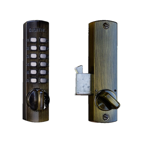 Lockey Usa Mechanical Keyless Sliding Patio Door Lock, C150, Antique Brass - C150AB