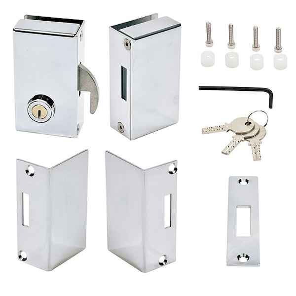 Cr Laurence Left Hand Sliding Glass Lock Polished Stainless - SGDLPSL