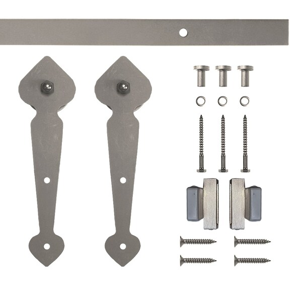 Quiet Glide Soft Close 48" Satin Nickel Spade Mini Single Barn Door Hardware - NT.1310.10.SN-48-SC