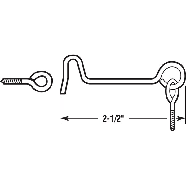 Prime-Line Hook and Eye Latch, Steel Construction, Zinc Plated, 2-1/2 in. Reach 2 Pack - K 5036-A