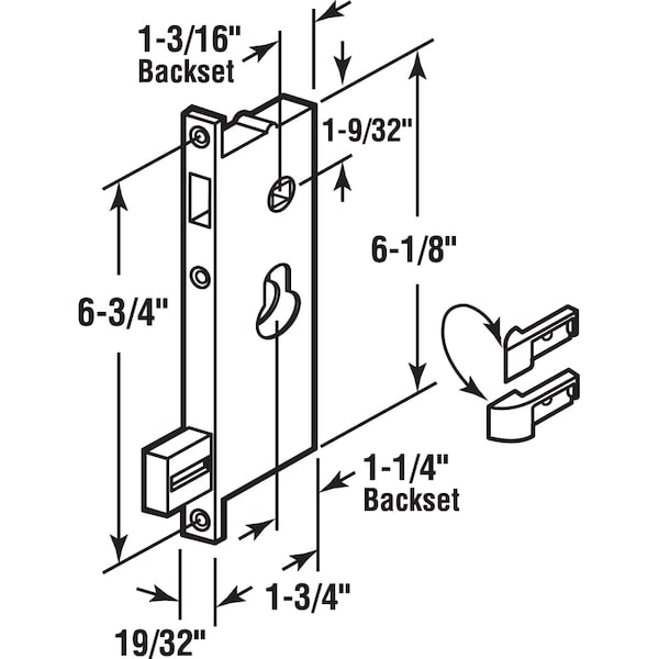 Prime-Line Security Screen or Storm Door Mortise Lock, Heavy Duty, Non-Handed 1 Set - K 5064