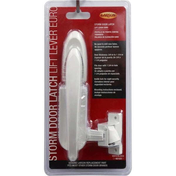 Larson Euro Zinc Lift Lever Latch, White - LA8909