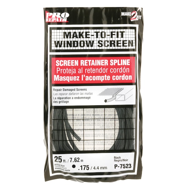 Prime-Line Screen Retainer Vinyl Spline, 0.175 in. Round, Black, 25 foot Single Pack - P 7523