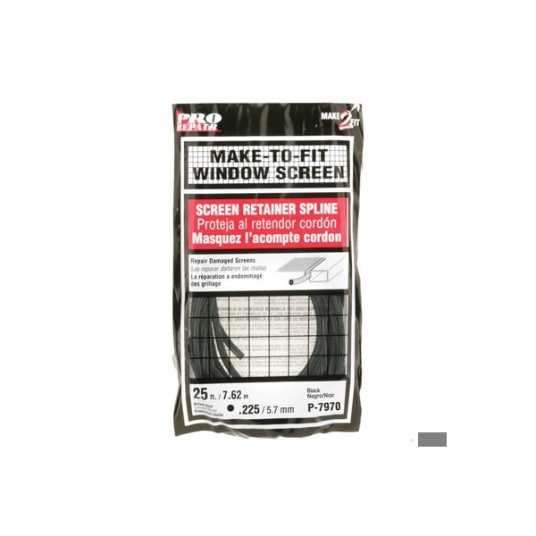 Prime-Line Screen Retainer Spline, 0.225 in., 25 ft., Black (Single Pack) - P 7970