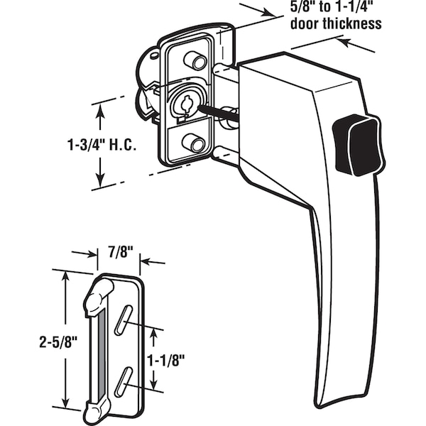 Prime-Line 1-3/4 in. Diecast Construction, Aluminum Color, Storm Door Latch - K 5006