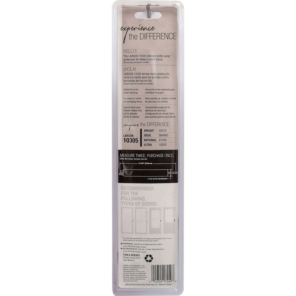 Larson Larson Standard Duty White Aluminum Pneumatic Door Closer - CH1030301