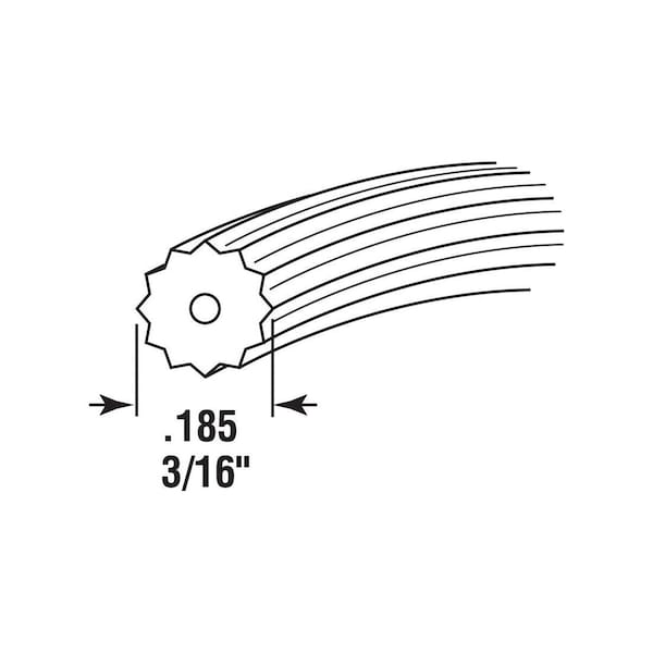 Make-2-Fit Screen Retainer Spline, 0.185 in D, 25 ft L, Vinyl, Black, Round - P7940