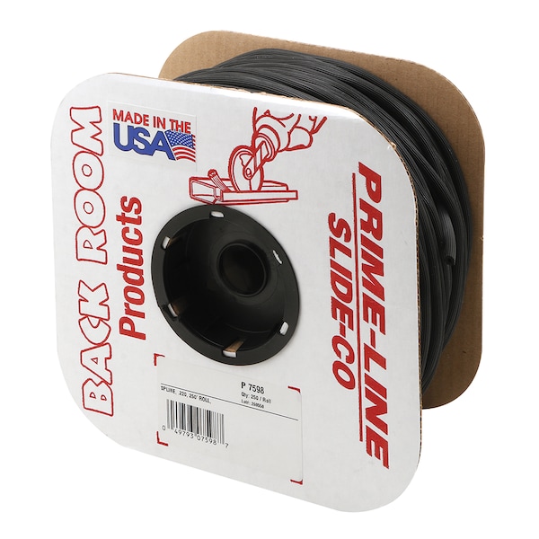 Prime-Line Screen Retainer Spline, 0.220 in., 250 foot, Black 1 Roll - P 7598