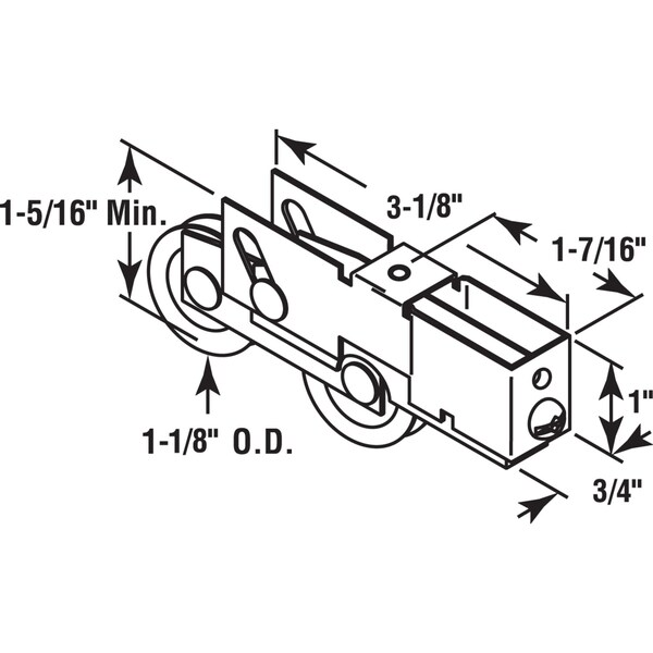 Prime-Line Prime-Line 1-1/8 in. D X 0.75 in. L Steel Roller Assembly 1 pk - 132603
