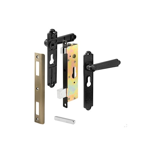 Prime-Line Security Door Non-Locking Mortise Handle Set, Steel and Diecast Construction, Black (1 Set) - K 5057
