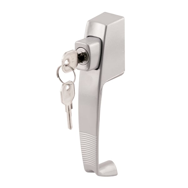 Prime-Line Aluminum, Push Button Screen or Storm Door Latch with Tie Down and Key Single Pack - K 5089